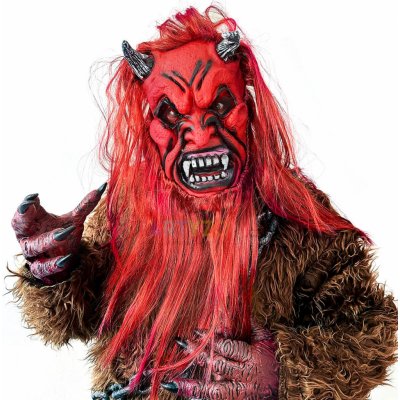 Maska Krampus červená s červenými vlasy – Zboží Mobilmania
