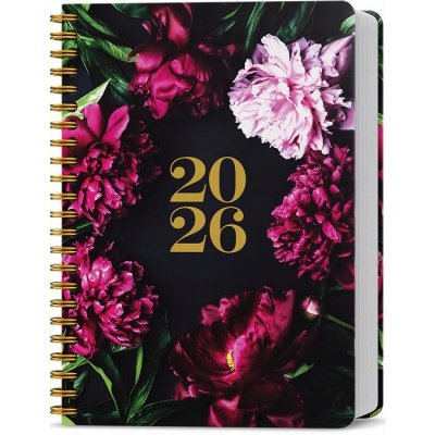 Baloušek Tisk David Lamino Twin wire A5 denní 2026 Pivoňky – Zboží Dáma