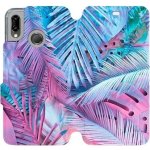 Pouzdro Mobiwear parádní flip Huawei P20 Lite - MG10S Fialové a modré listy – Zbozi.Blesk.cz