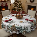 Mybesthome Vánoční ubrus CHRISTMAS WOOD Ø 130 cm – Sleviste.cz