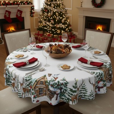 Mybesthome Vánoční ubrus CHRISTMAS WOOD Ø 130 cm – Sleviste.cz