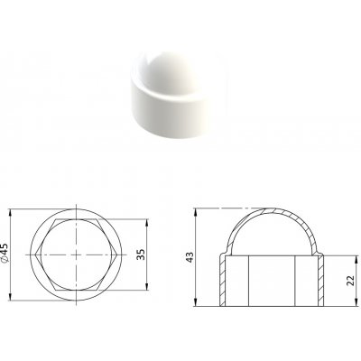 Kovoinox Krytka plastová na matice a šrouby M24, bílá – Hledejceny.cz