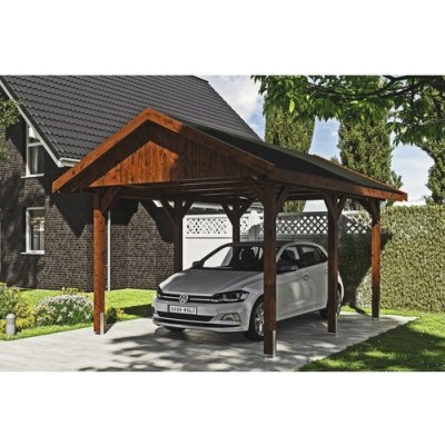 SKAN HOLZ Přístřešek na auto Wallgau 380 x 500 cm ořech – Hledejceny.cz