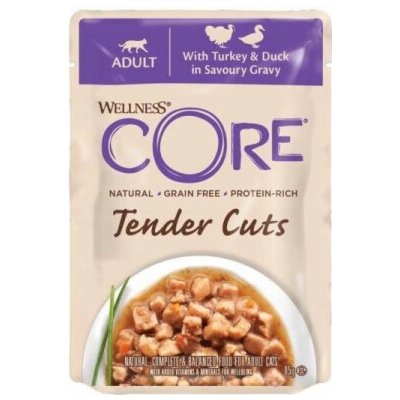 Brit Core Tender Cuts mokré krmivo pro dospělé kočky s krůtou a kachnou v omáčce, 85 g, sáček, 8 ks/DISPLEJE – Hledejceny.cz