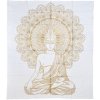 Přehoz Sanu Babu přehoz na postel s tiskem Buddha bílo-zlatý 228 x 210 cm
