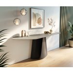 Delife Edge polygonální 180×50 cm keramika beton šedá Livos kov černá – Zboží Mobilmania