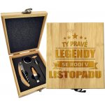 Sablio Dárková sada na víno Ty pravé legendy se rodí v listopadu: 147×168×49 mm – Hledejceny.cz
