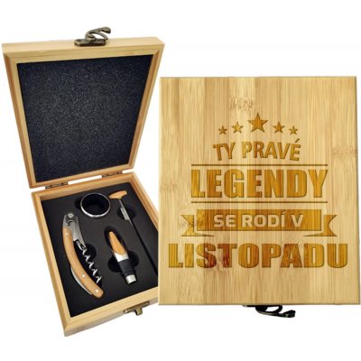 Sablio Dárková sada na víno Ty pravé legendy se rodí v listopadu: 147×168×49 mm – Hledejceny.cz