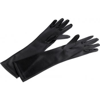 Dlouhé společenské rukavice saténové 2 (40 cm) černá