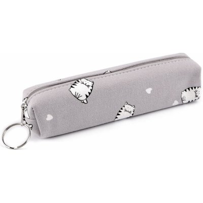 Prima-obchod Textilní pouzdro / penál kočky 18x4 cm, barva 6 šedá světlá – Zboží Mobilmania