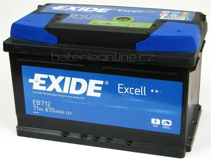 Exide Excell 12V 71Ah 670A EB712