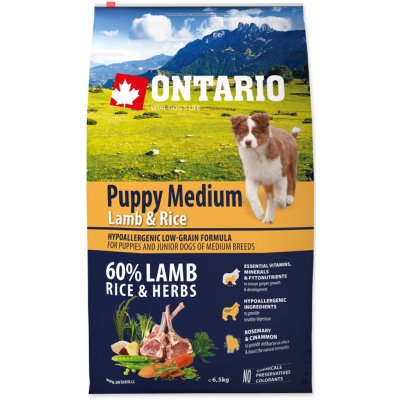 ONTARIO Puppy Medium Lamb & Rice, 6,5 kg