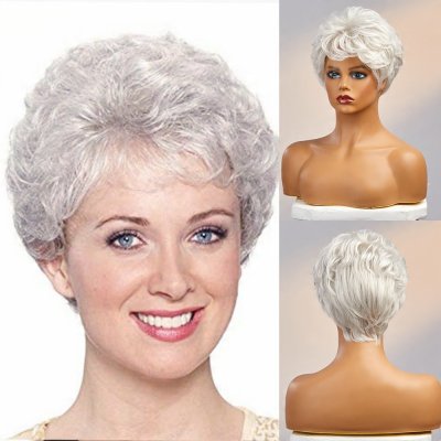 Amiah krátká paruka z pravých a umělých vlasů bílá – Zboží Dáma