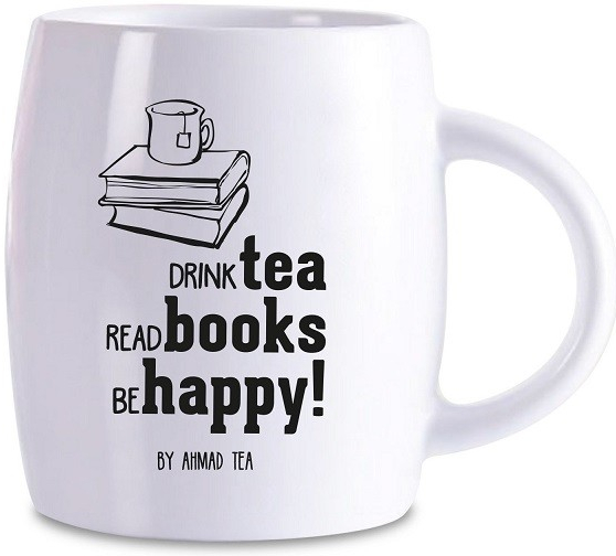 Ahmad Tea Hrnek Drink tea read books be happy 450 ml od 89 Kč - Heureka.cz