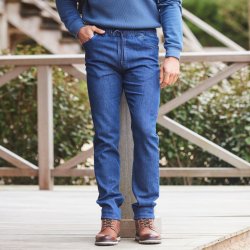 Blancheporte džíny s pružným pasem a šňůrkou na stažení modrá