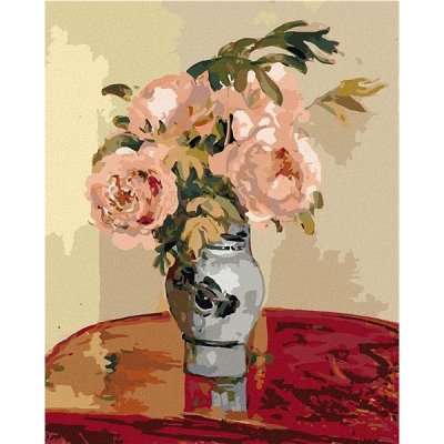 Zuty malování Podle čísel Růžové Pivoňky Camille Pissarro 80 x 100 Cm Plátno