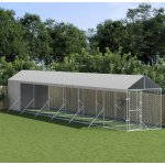 vidaXL Venkovní psí kotec se střechou stříbrný 200 x 1400 x 250 cm – Zboží Dáma