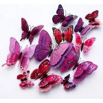Carnet 3D Motýli 12 ks magnetky nebo samolepky fialová – Zboží Dáma