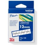 Páska do štítkovače Brother TZe-135, 12mm, bílý tisk/průsvitný podklad, originál – Zboží Živě