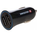Napájecí adaptér SWISSTEN 2x USB-A + USB-C Napájecí adaptér, do auta, 2x USB-A, vstup 12-24V, výstup 5V/2,4A, černý + USB-C kabel 20110908 – Zbozi.Blesk.cz