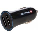 Napájecí adaptér SWISSTEN 2x USB-A + USB-C Napájecí adaptér, do auta, 2x USB-A, vstup 12-24V, výstup 5V/2,4A, černý + USB-C kabel 20110908 | Zboží Auto