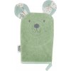 Mycí houba a žínka Eko EKO žínka bavlněná s oušky Bear Olive green 20x15 cm