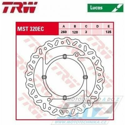 Kotouč brzdový TRW MST320EC(260/120/4D) - Husqvarna CR125+CR150+CR250+TC250+TC410+TC449+TC450+TC510+TC511+TC570+TC610 + TE250+TE310+TE410+TE449+TE450+TE510+TE511+TE570+TE610+TE630 + SMS125+WR125+WR250 – Hledejceny.cz