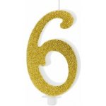 PartyDeco Svíčka na dort zlatá číslo 6 – Sleviste.cz