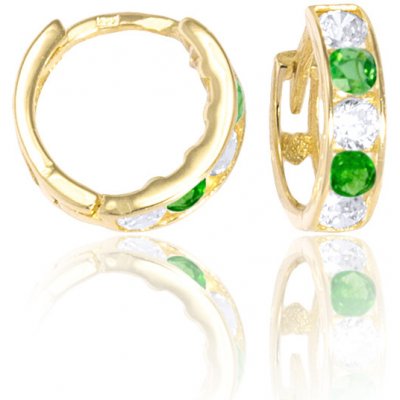 Gemmax Jewelry zlaté dětské kroužky čirý bílý a jasně zelený zirkon GBEYZ1592 – Zboží Mobilmania