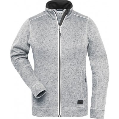 James Nicholson dámská mikina Knitted Workwear Fleece SOLID Bílý melír Carbon – Zboží Mobilmania