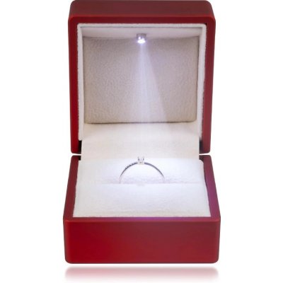 Šperky Eshop krabička LED na prsteny matná červená čtvercová G28.02