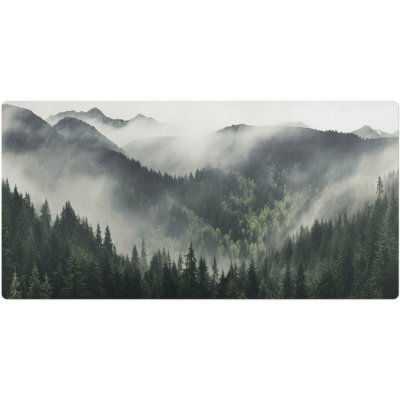 Protiskluzová ochranná podložka na stůl s potiskem Mlha nad lesem 90 x 45 cm – Sleviste.cz