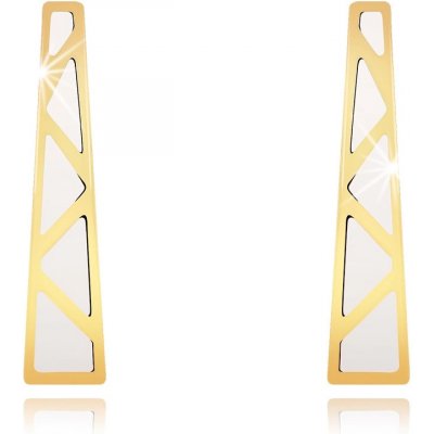 Šperky eshop ve žlutém zlatě rozšířený proužek bílé trojúhelníčky GG68.41