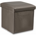 Textilomanie Hnědý skládací taburet CUBEXO VELVET M – Zboží Dáma