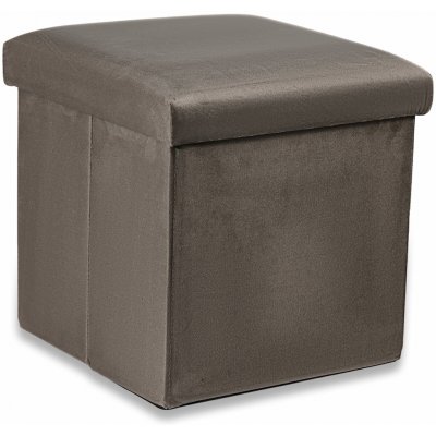 Textilomanie Hnědý skládací taburet CUBEXO VELVET M – Zboží Dáma