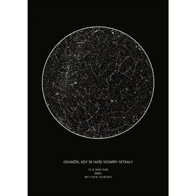 Jen tak z lásky Hvězdná mapa životního okamžiku - Váš originální dárek s hloubkou Rozměr plakátu: 30 × 40 cm (tištěný plakát), Barva pozadí: Černá – Zboží Dáma