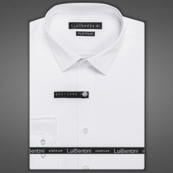 AMJ pánská jednobarevná bavlněná košile dlouhý rukáv slim fit Lui Bentini Platinum LDSB239 bílá