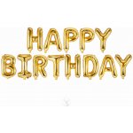 Balónkový set Happy Birthday zlatý – Zboží Dáma