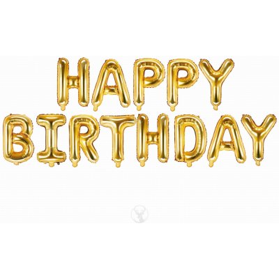Balónkový set Happy Birthday zlatý – Zboží Dáma