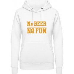 AWDis Hoodie mikina Pivní design No Beer No Fun Arktická bílá