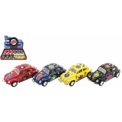 Kinsmart Auto VW Classical Beetle kov 13 cm na zpětné natažení žlutý