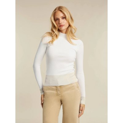 Beaumont svetr přízový zlatý lem bílý – Zboží Mobilmania