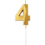 Dortisimo Svíčka s elegantním motivem číslo 4 zlatá – Sleviste.cz