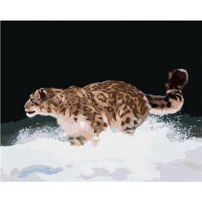 Zuty malování Podle čísel Sněžný Leopard V Běhu Ve Sněhu D. Rusty Rust 40 x 50 Cm Plátno Rám