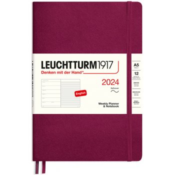 Leuchtturm1917 Medium Softcover A5 Týdenní 2024 Port Red