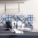 Crearreda 31220 Samolepky na kachličky šedo-modré obkladačky Azulejos Grey&Blue 3ks (20 x 20 cm) – Zboží Mobilmania