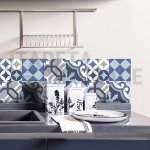 Crearreda 31220 Samolepky na kachličky šedo-modré obkladačky Azulejos Grey&Blue 3ks (20 x 20 cm) – Zboží Dáma