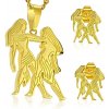 Šperky eshop set z chirurgické oceli ve zlatém odstínu přívěsek a náušnice znamení Blíženci AA12.03