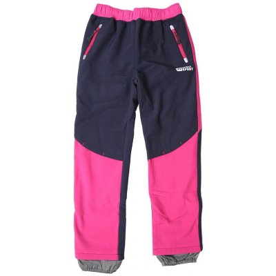 Wolf B2196 Dívčí softshellové kalhoty s fleecem tmavě modré s růžovou – Zboží Mobilmania