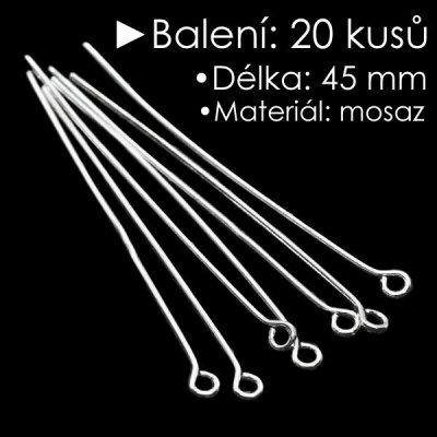 Stříbrná jehla, 45mm (20ks) – Zboží Dáma